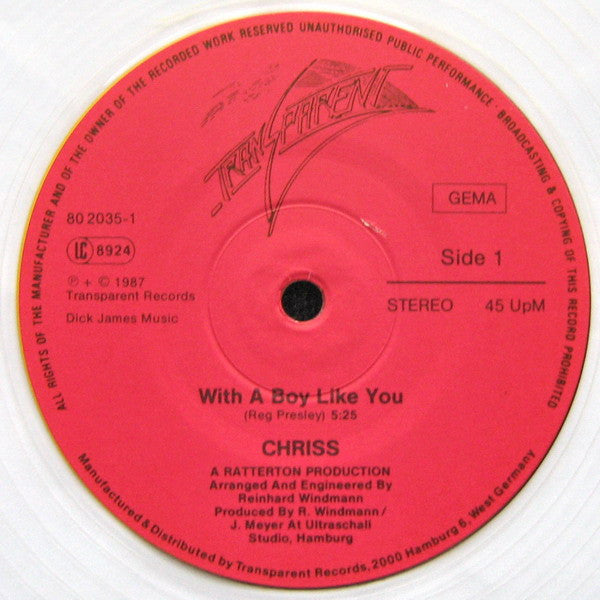 Chriss (3) : With A Boy Like You (12", Maxi, Cle)