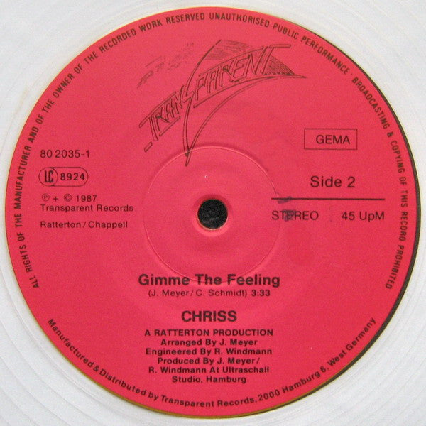 Chriss (3) : With A Boy Like You (12", Maxi, Cle)