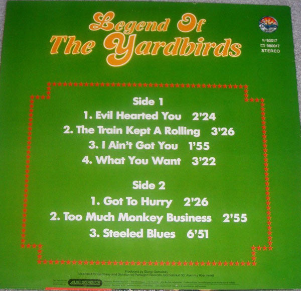 The Yardbirds : Legend Of The Yardbirds Vol. 1 (LP, Comp)