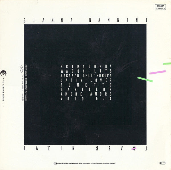Gianna Nannini : Latin Lover (LP, Album)