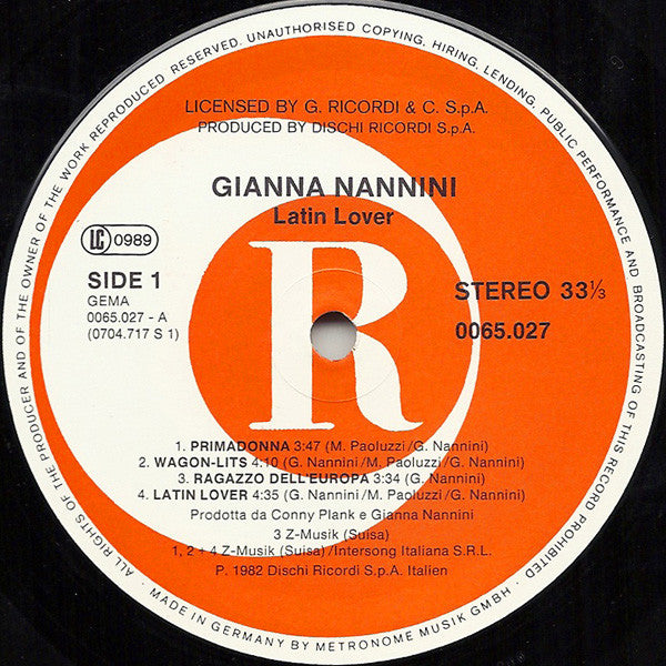 Gianna Nannini : Latin Lover (LP, Album)