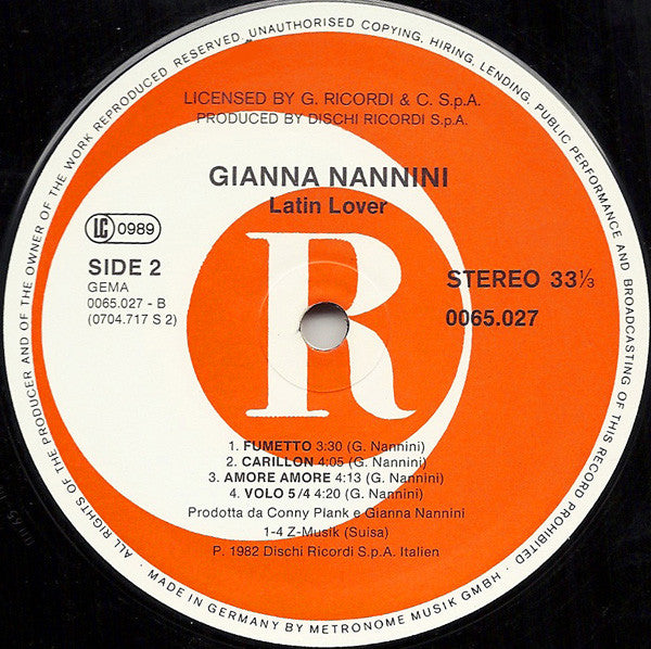 Gianna Nannini : Latin Lover (LP, Album)