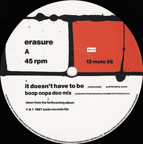 Erasure : It Doesn't Have To Be (12", Single)