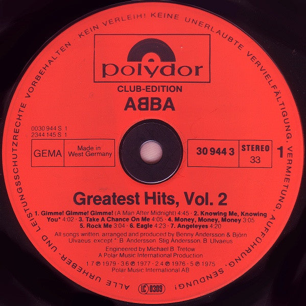 ABBA : Greatest Hits Vol. 2 (LP, Comp, Club)