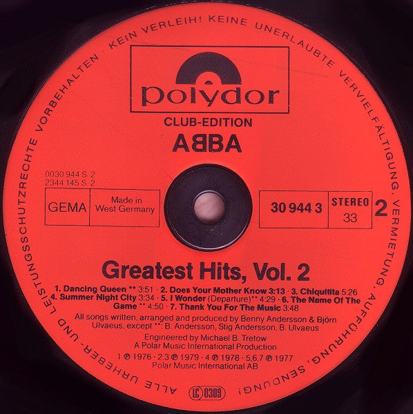 ABBA : Greatest Hits Vol. 2 (LP, Comp, Club)