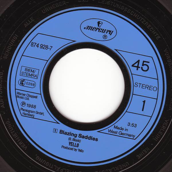 Yello : Blazing Saddles (7", Single)