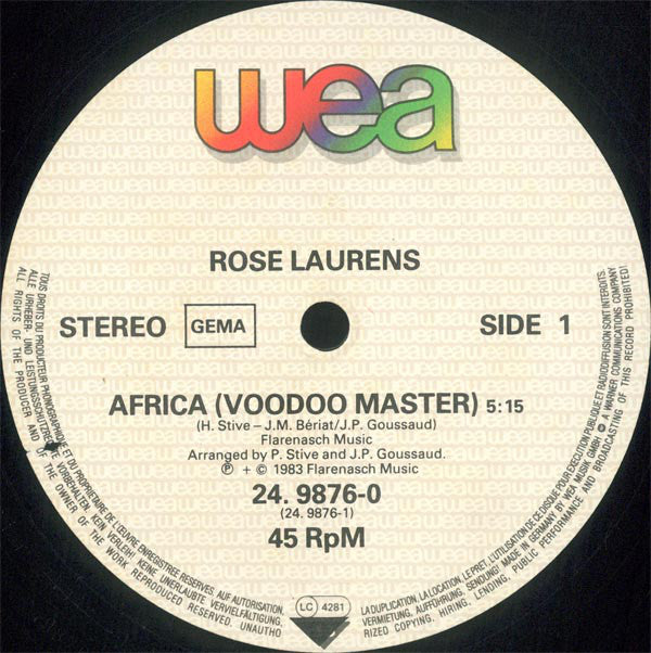 Rose Laurens : Africa (Voodoo Master) (12", Maxi, Ltd)