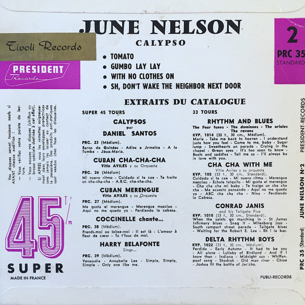 June Nelson (2) : June Nelson Sings Calypso (N°2) (7", EP)