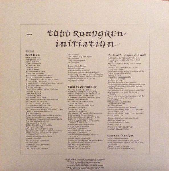 Todd Rundgren : Initiation (LP, Album)