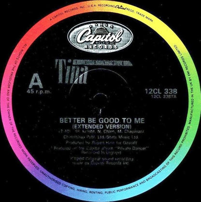Tina Turner : Better Be Good To Me (Extended Version) (12", Single)