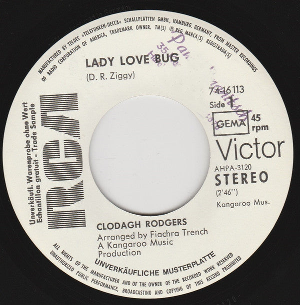 Clodagh Rodgers : Lady Love Bug / Tangerines, Tangerines (7", Single, Promo)