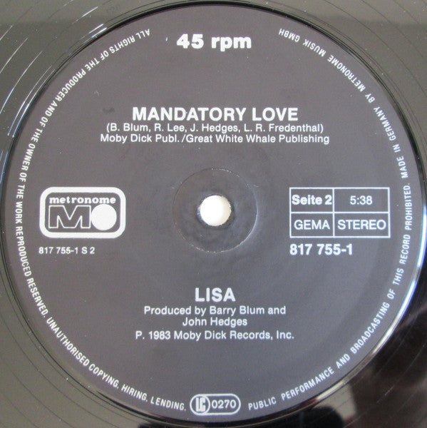 Lisa (2) : Rocket To Your Heart (12", Maxi)