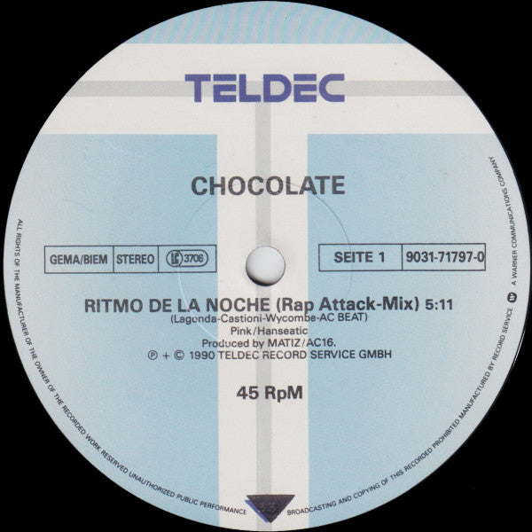 Chocolate : Ritmo De La Noche (Remixes) (12")