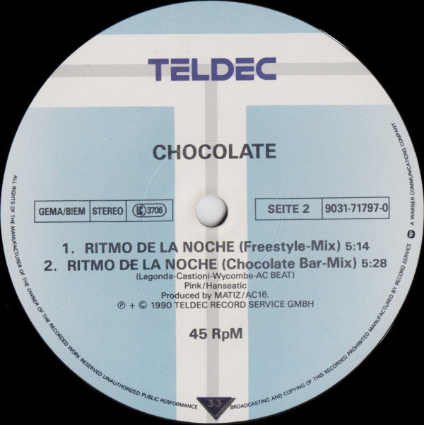 Chocolate : Ritmo De La Noche (Remixes) (12")