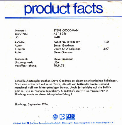 Steve Goodman : Banana Republics (7", Single)