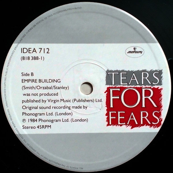 Tears For Fears : Mothers Talk (Extended Version) (12", Single)