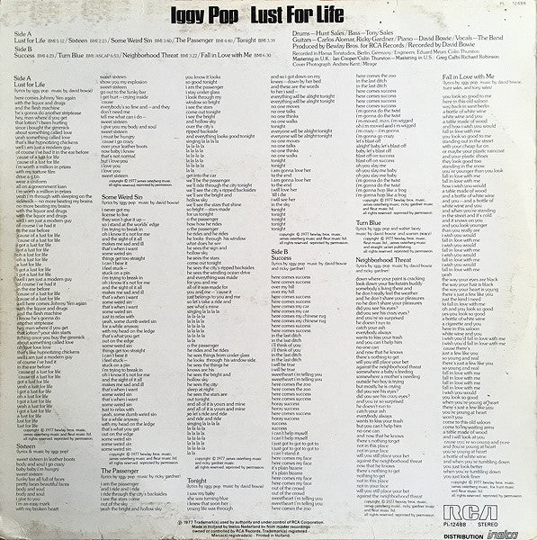 Iggy Pop : Lust For Life (LP, Album)