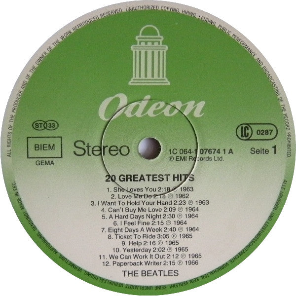 The Beatles : 20 Greatest Hits (LP, Comp, RE)