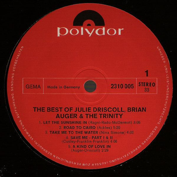 Julie Driscoll, Brian Auger & The Trinity : The Best Of Julie Driscoll, Brian Auger & The Trinity (LP, Comp)