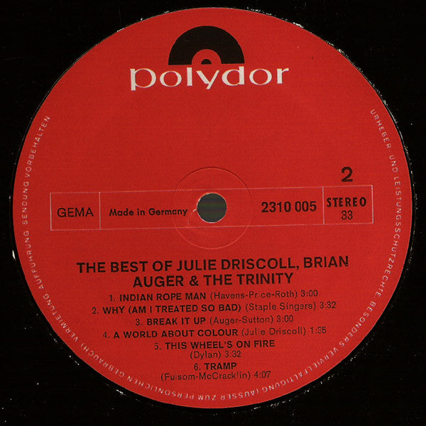 Julie Driscoll, Brian Auger & The Trinity : The Best Of Julie Driscoll, Brian Auger & The Trinity (LP, Comp)