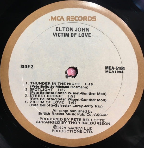 Elton John : Victim Of Love (LP, Album, Gol)