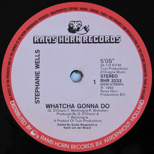 Stephanie Wells : Watcha Gonna Do (12", Single, Pin)