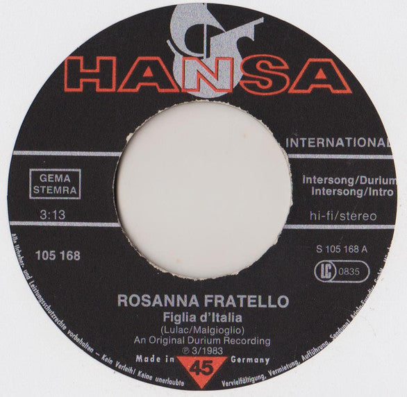 Rosanna Fratello : Figlia D'Italia  (7", Single)