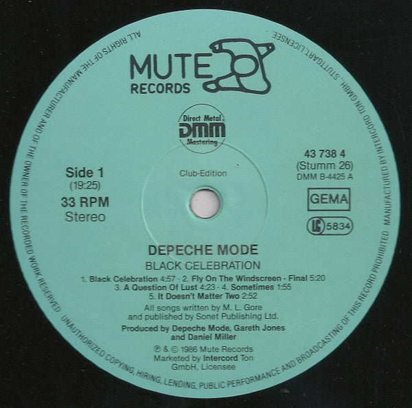 Depeche Mode : Black Celebration (LP, Album, Club, RE)