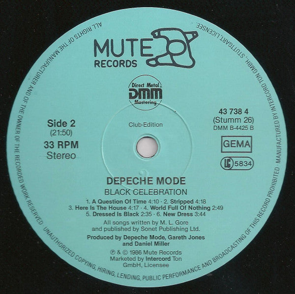 Depeche Mode : Black Celebration (LP, Album, Club, RE)