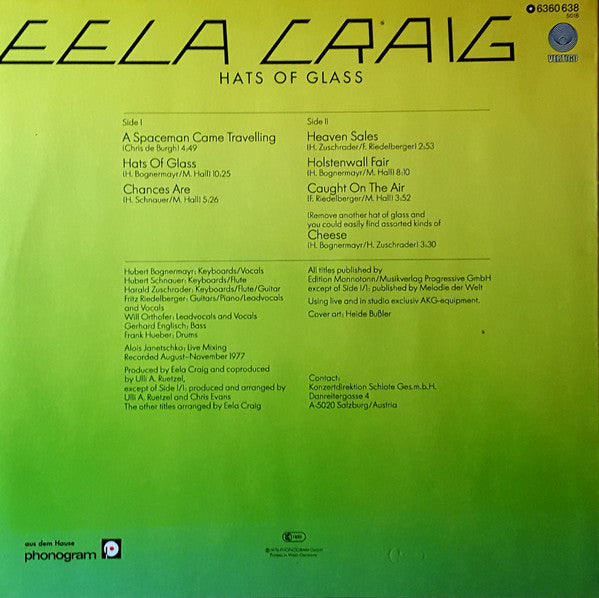 Eela Craig : Hats Of Glass (LP, Album)