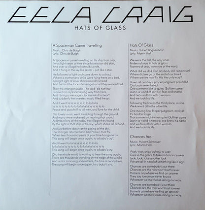 Eela Craig : Hats Of Glass (LP, Album)