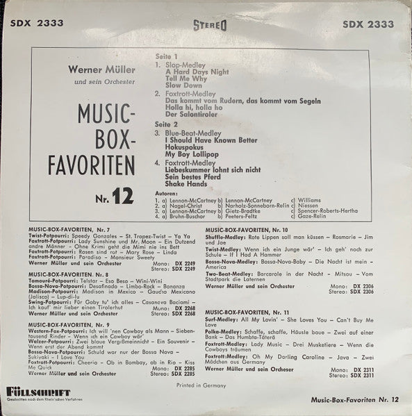 Werner Müller Und Sein Orchester : Music-Box-Favoriten Nr. 12 (7", EP)