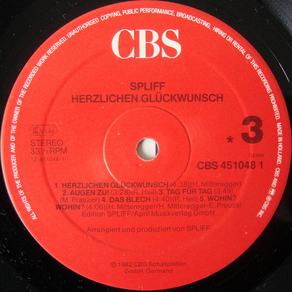 Spliff : 85555 / Herzlichen Glückwunsch (2xLP, Comp)