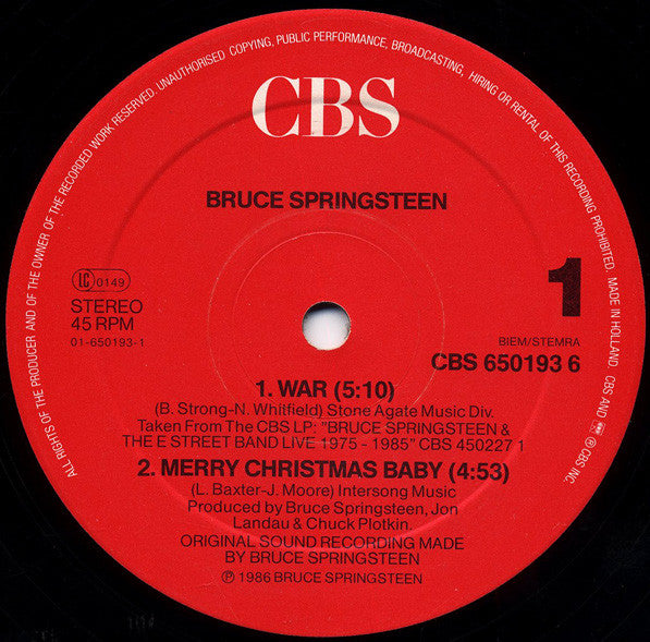 Bruce Springsteen & The E Street Band* : War (12", Maxi)