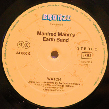 Manfred Mann's Earth Band : Watch (LP, Album, Club, Son)