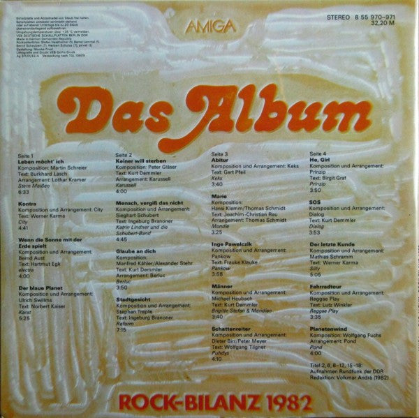 Various : Das Album (Rock-Bilanz 1982) (2xLP, Comp)