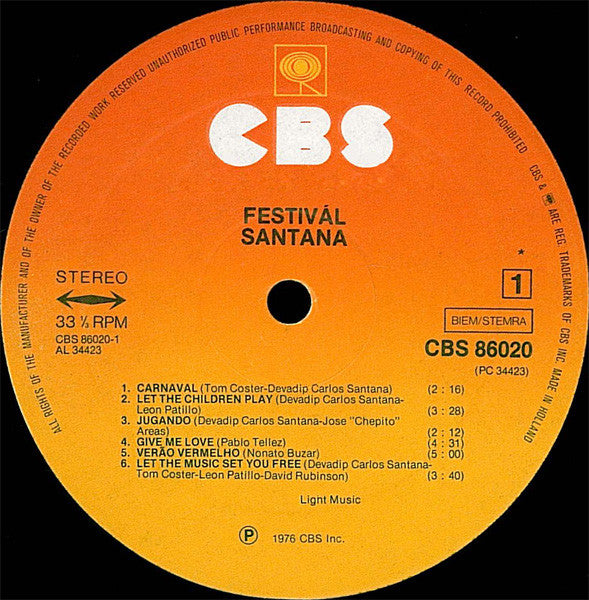 Santana : Festivál (LP, Album)