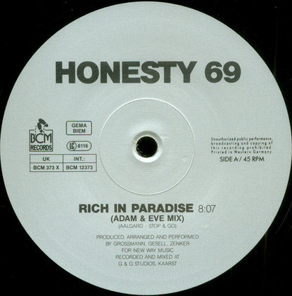 Honesty 69 : Rich In Paradise (12")