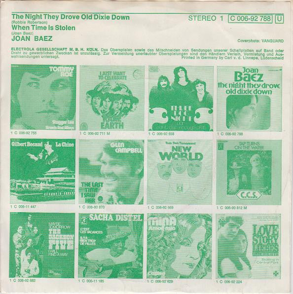 Joan Baez : The Night They Drove Old Dixie Down (7", Single)