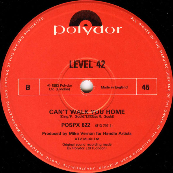 Level 42 : The Sun Goes Down (Living It Up) (12", Single, Blu)