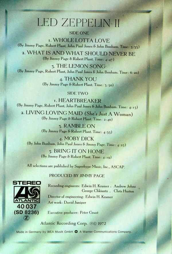 Led Zeppelin : Led Zeppelin II (LP, Album, RP, Gat)
