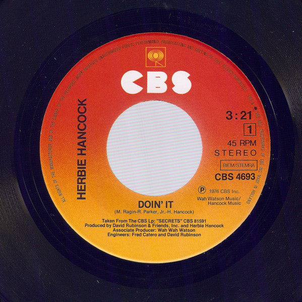 Herbie Hancock : Doin' It  (7", Single)