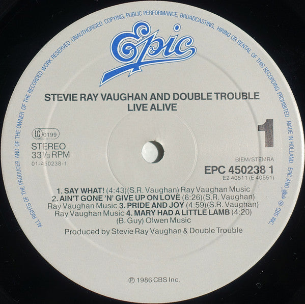 Stevie Ray Vaughan And Double Trouble* : Live Alive (2xLP, Album)