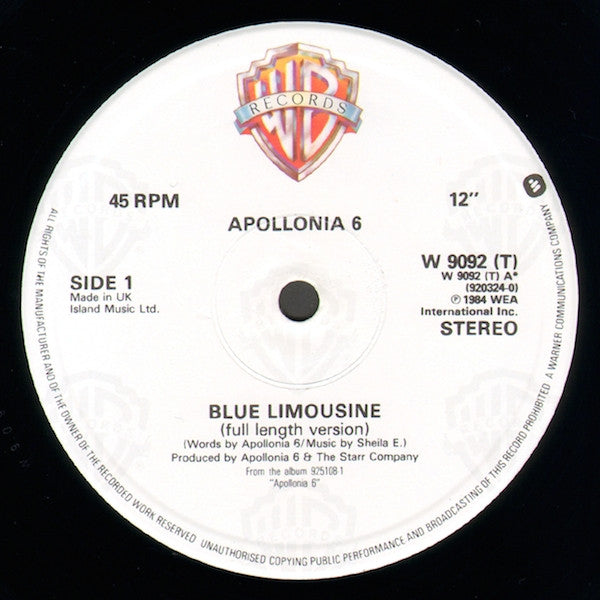 Apollonia 6 : Blue Limousine (12", Single)