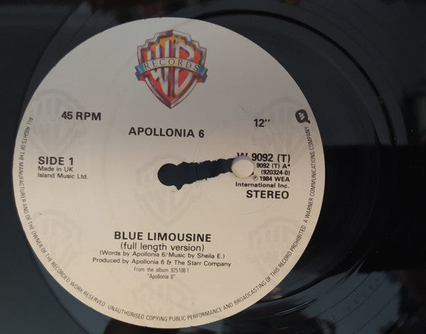 Apollonia 6 : Blue Limousine (12", Single)