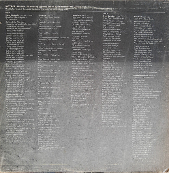 Iggy Pop : The Idiot (LP, Album)