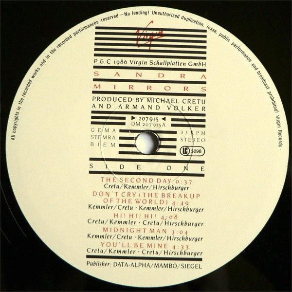 Sandra : Mirrors (LP, Album)