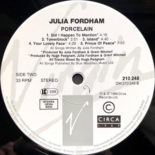 Julia Fordham : Porcelain (LP, Album)