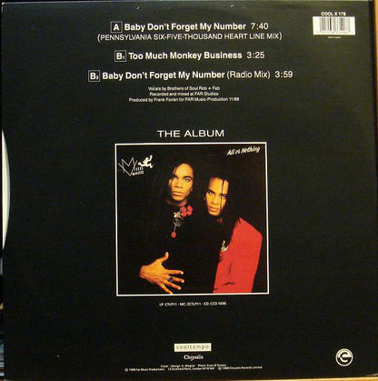 Milli Vanilli : Baby Don't Forget My Number (12")