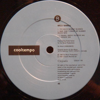 Milli Vanilli : Baby Don't Forget My Number (12")